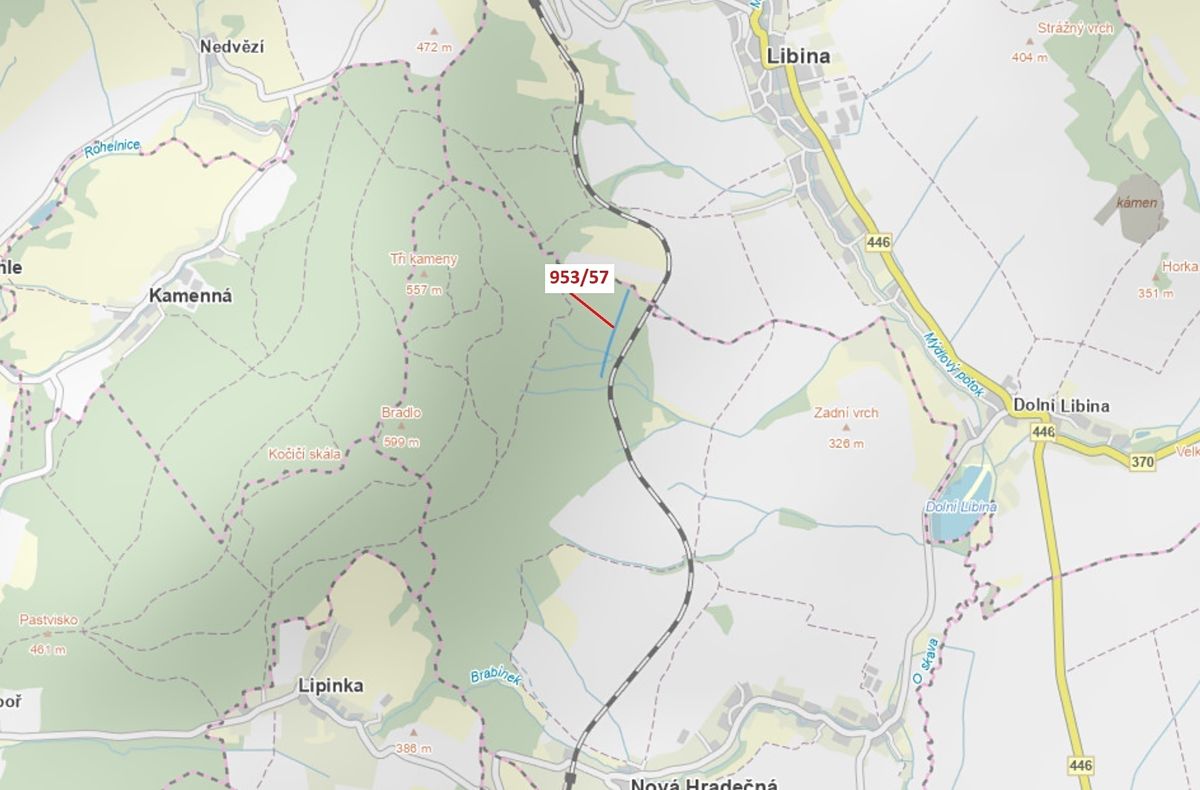 Dražba lesa 6750 m², Nová Hradečná – fotka 1 z 3