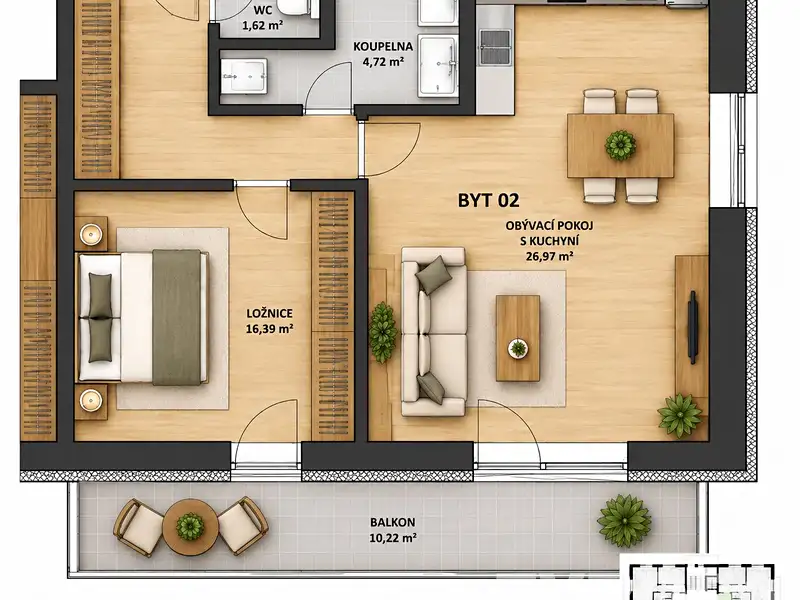 Prodej bytu 2+kk 49 m², Havlíčkův Brod – náhled fotky 1