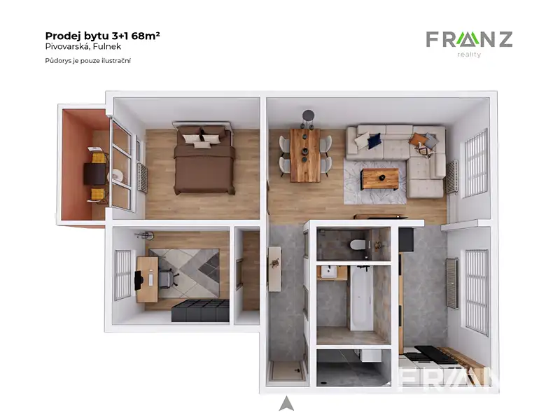 Prodej bytu 3+1 68 m², Fulnek – náhled fotky 3