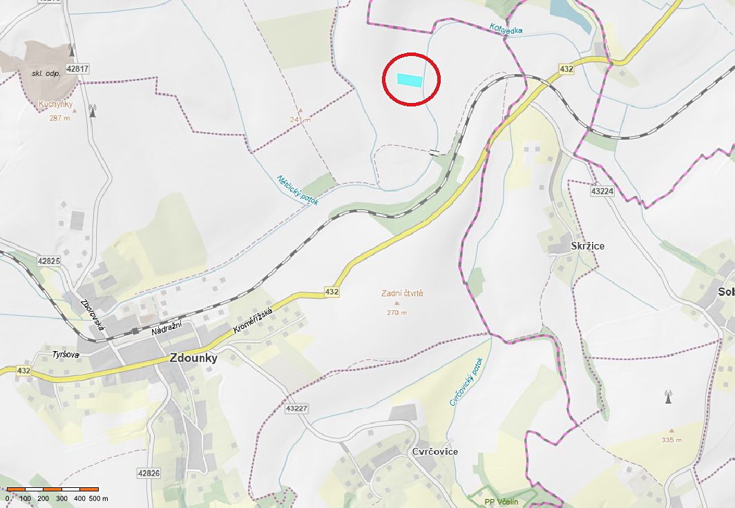 Prodej pole 6910 m², Zdounky – fotka 1 z 3