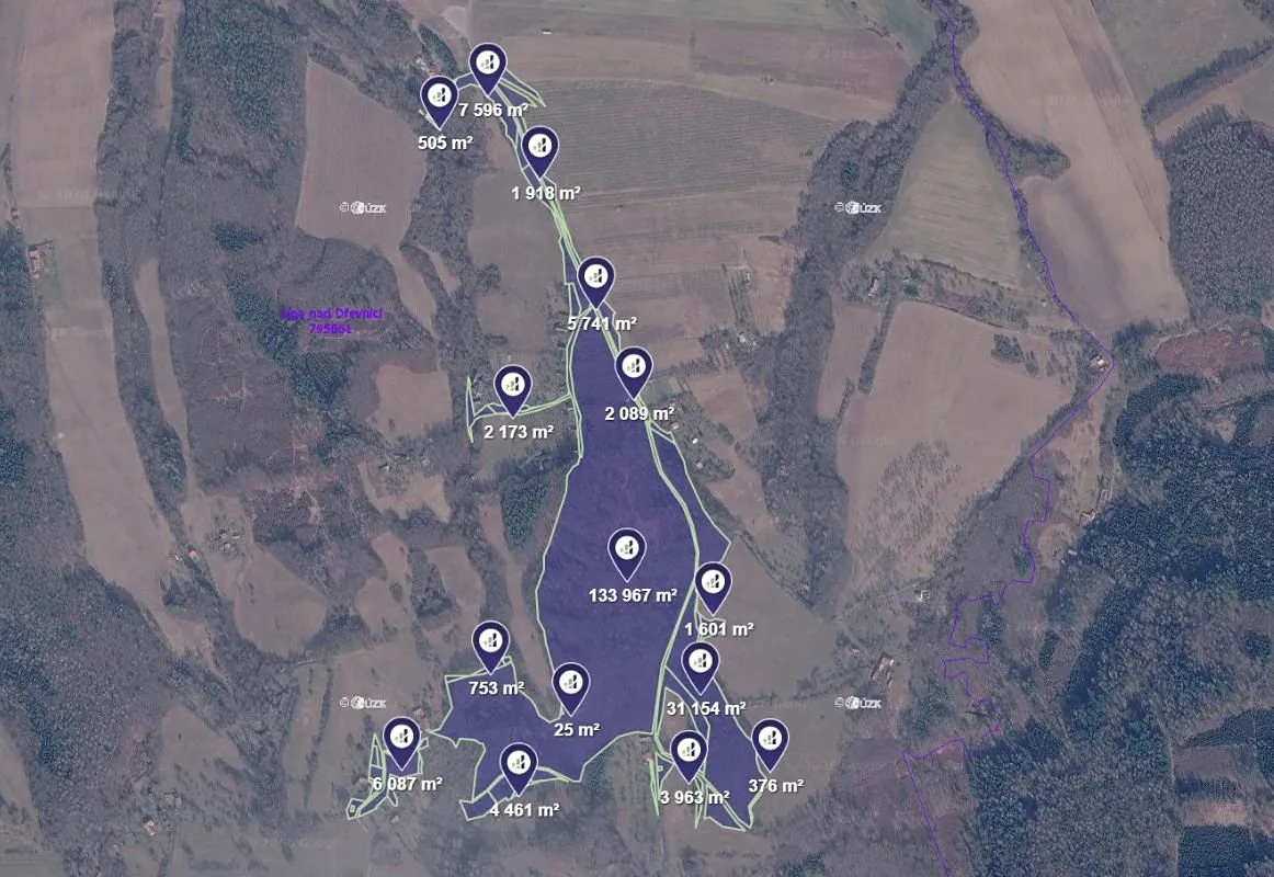Prodej podílu 9/792 lesa 2300 m²
