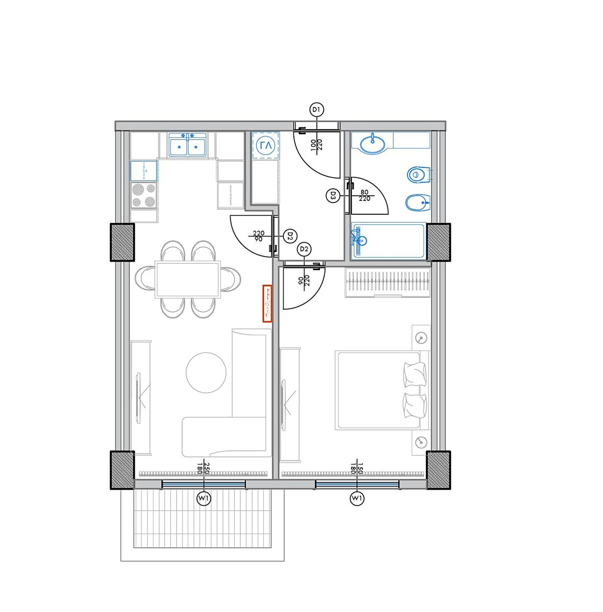 Prodej bytu 2+kk 58 m², Qerret – fotka 1 z 3