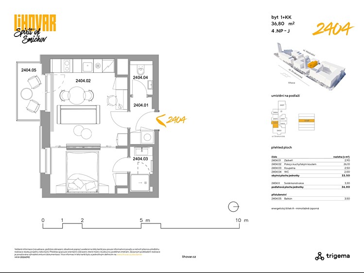 Pronájem bytu 1+kk, 37 m² (9 z 9)