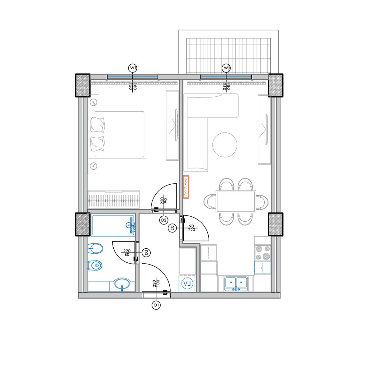 Prodej bytu 2+kk 58 m², Qerret – fotka 1 z 3