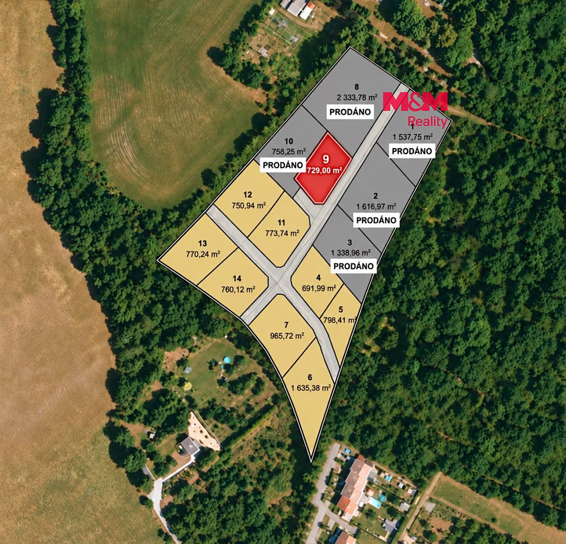 Prodej stavebního pozemku 729 m², Líšťany – fotka 1 z 3