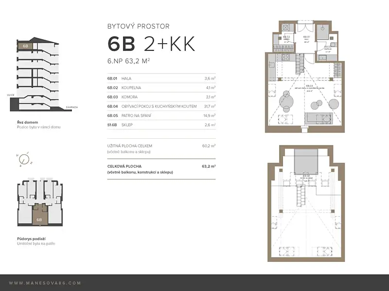 Prodej bytu 2+kk 63 m², Praha – náhled fotky 2