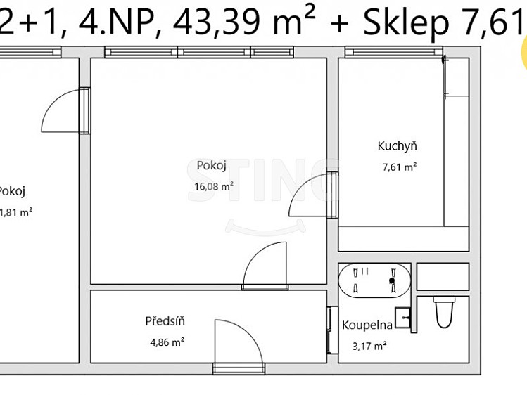 Prodej bytu 2+1, 44 m² (11 z 21)