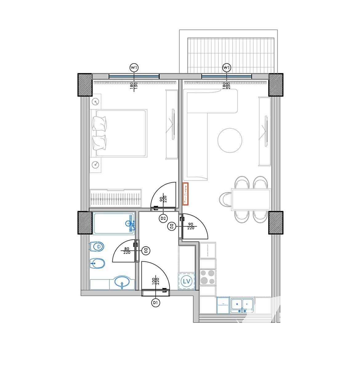 Prodej bytu 2+kk 61 m², Qerret – fotka 1 z 3