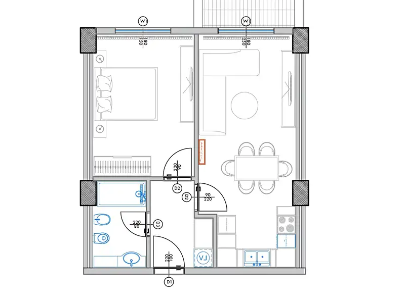 Prodej bytu 2+kk 58 m², Qerret – náhled fotky 1
