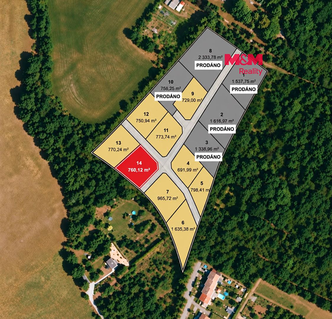 Prodej stavebního pozemku 760 m², Líšťany – fotka 1 z 3