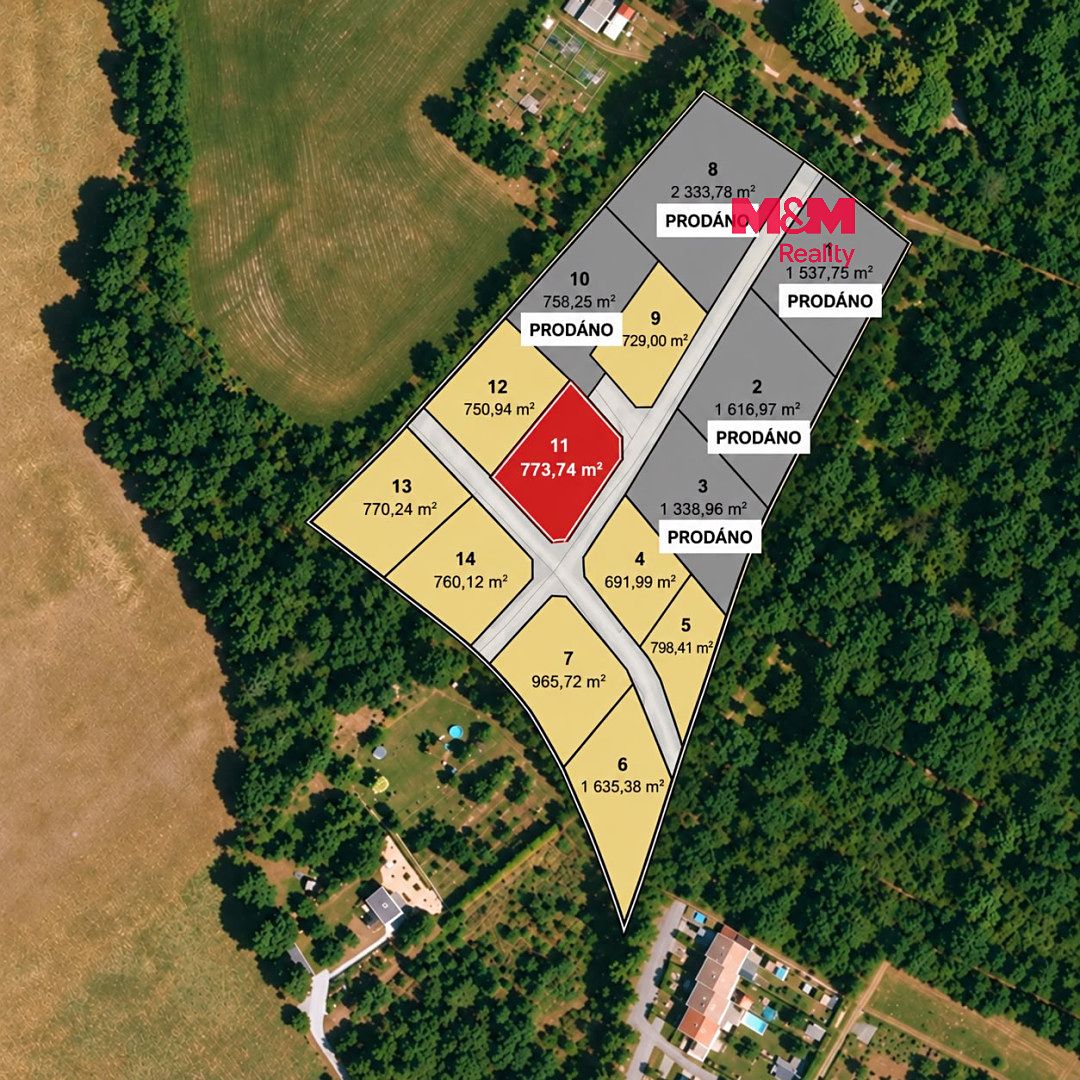 Prodej stavebního pozemku 774 m², Líšťany – fotka 1 z 3