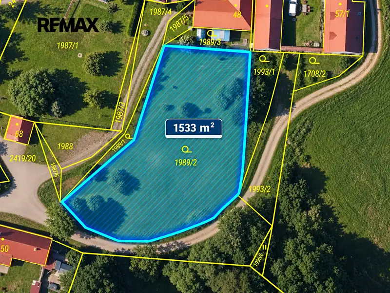 Prodej stavebního pozemku 1533 m², Žimutice – náhled fotky 2