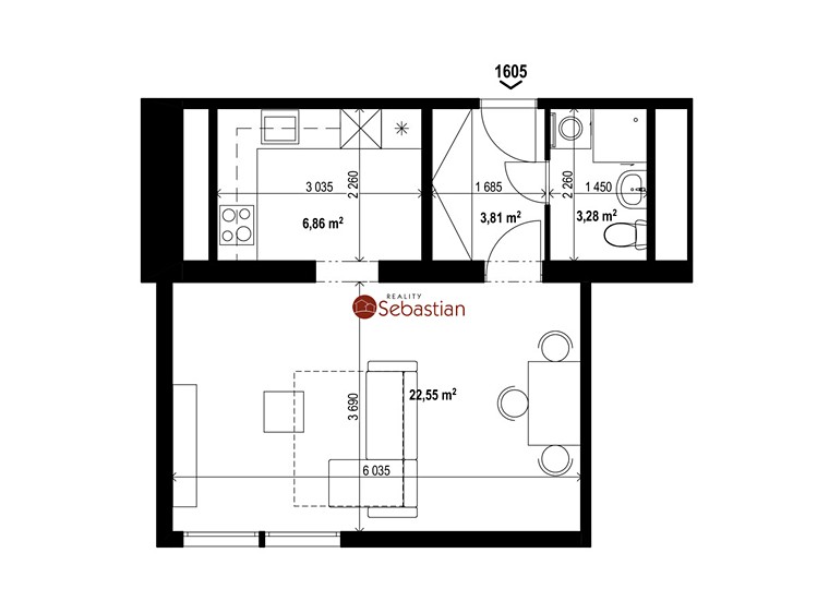 Квартира 1+1 в оренду, 36 м² (4 з 6)