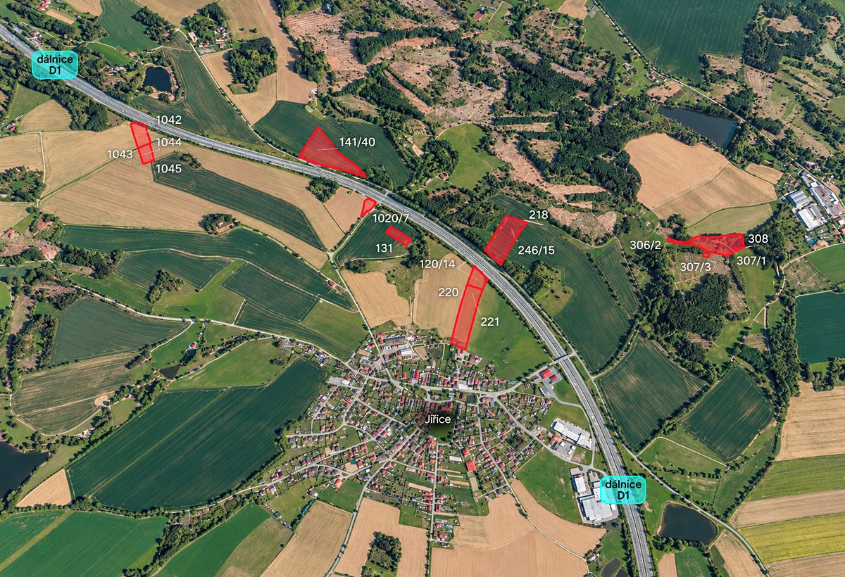 Prodej pole 88121 m², Jiřice – fotka 1 z 3