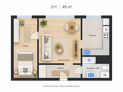 Квартира 2+1 на продаж, 45 м² (2 з 22)