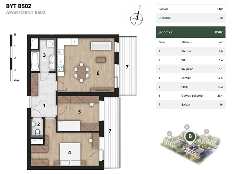 Wohnung 3+kk zum Kauf, 72 m² (5 von 6)