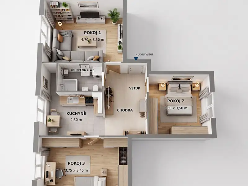 Prodej bytu 3+1 68 m², Holýšov – náhled fotky 2