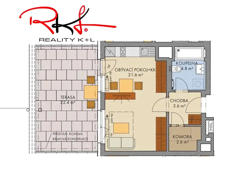 Pronájem bytu 1+kk 34 m², Praha – náhled fotky 3
