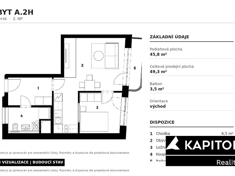 Квартира 2+kk в оренду, 46 м² (4 з 8)