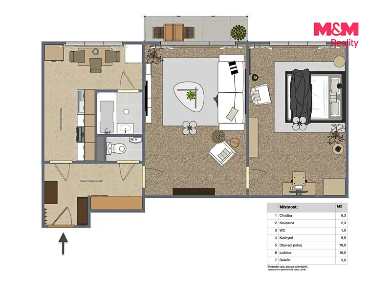 Prodej bytu 2+1 56 m², Písek – náhled fotky 3