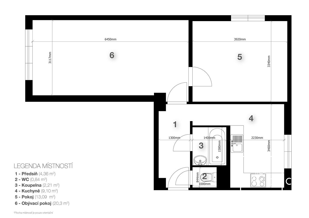 Pronájem bytu 2+1 51 m² – fotografie 4