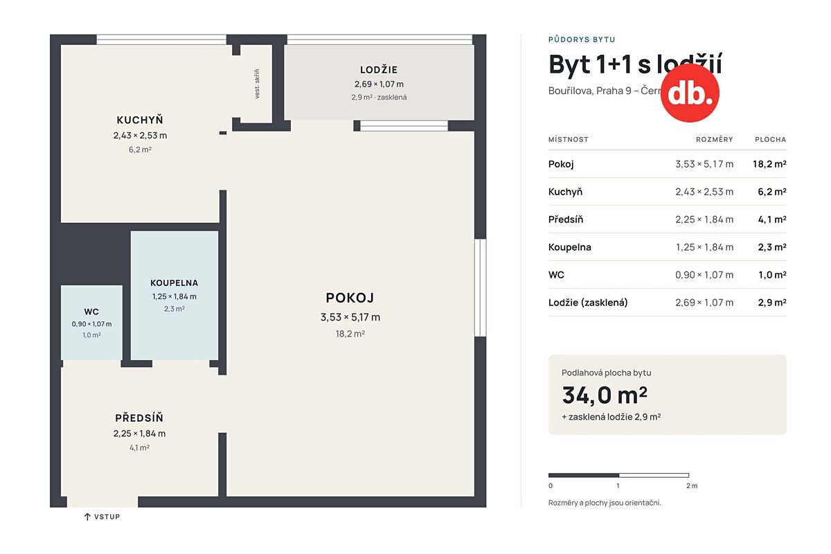 Prodej bytu 1+1 34 m², Praha – fotka 1 z 3