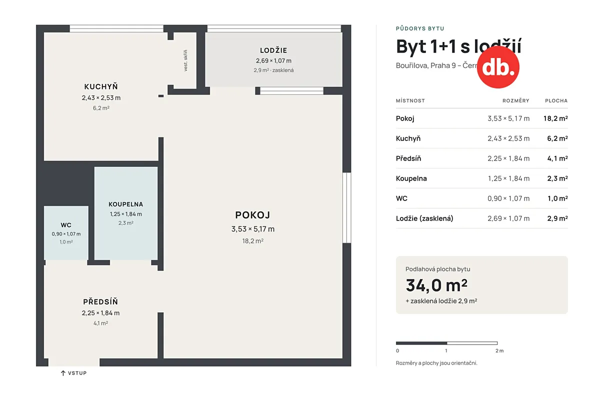 Prodej bytu 1+1 34 m²