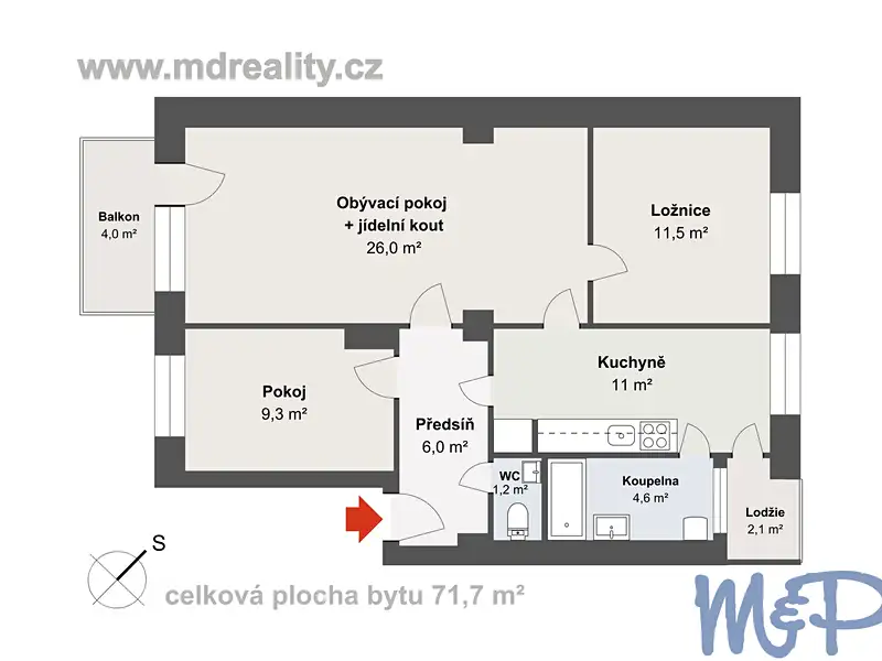 Pronájem bytu 3+1 73 m², Jihlava – náhled fotky 2