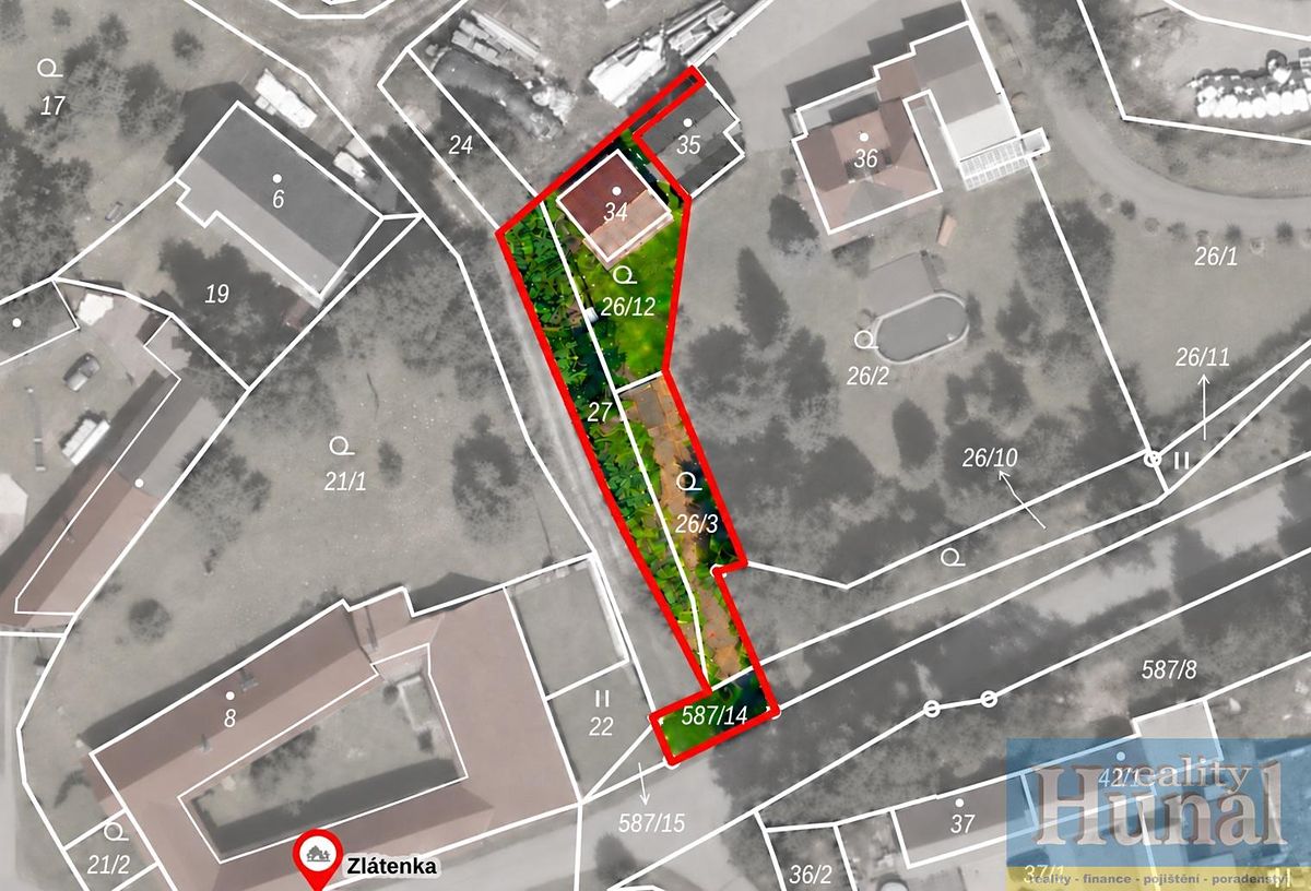 Prodej stavebního pozemku 977 m², Zlátenka – fotka 1 z 3