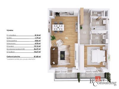 Pronájem bytu 2+kk, 71 m² (2 z 11)
