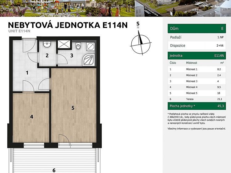 Pronájem bytu 2+kk, 42 m² (18 z 19)