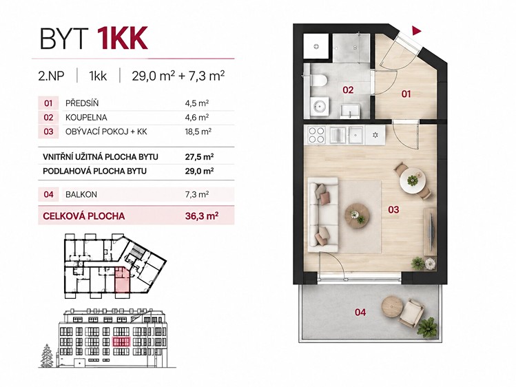 Квартира 1+kk на продаж, 29 м² (7 з 7)