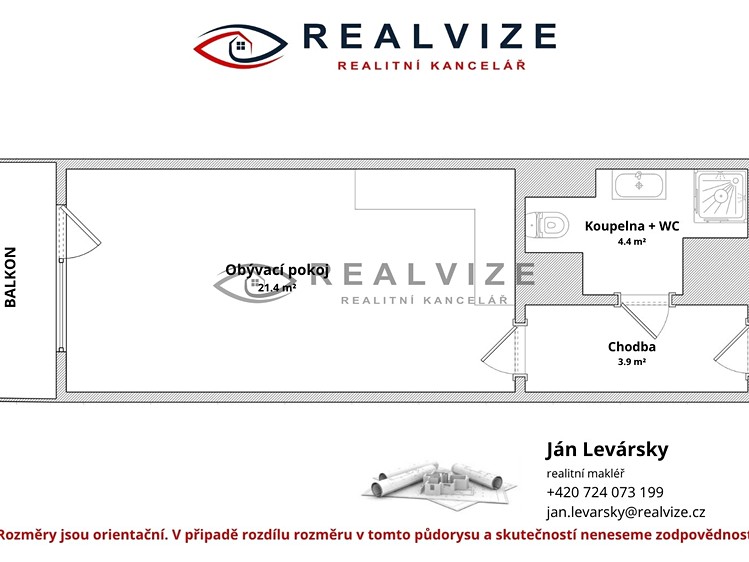 Квартира 1+kk на продаж, 33 м² (8 з 11)