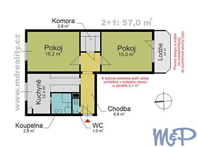 Prodej bytu 2+1, 57 m² (2 z 13)