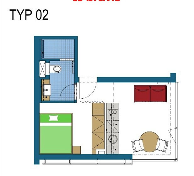 Pronájem bytu 1+kk, 24 m² (4 z 13)