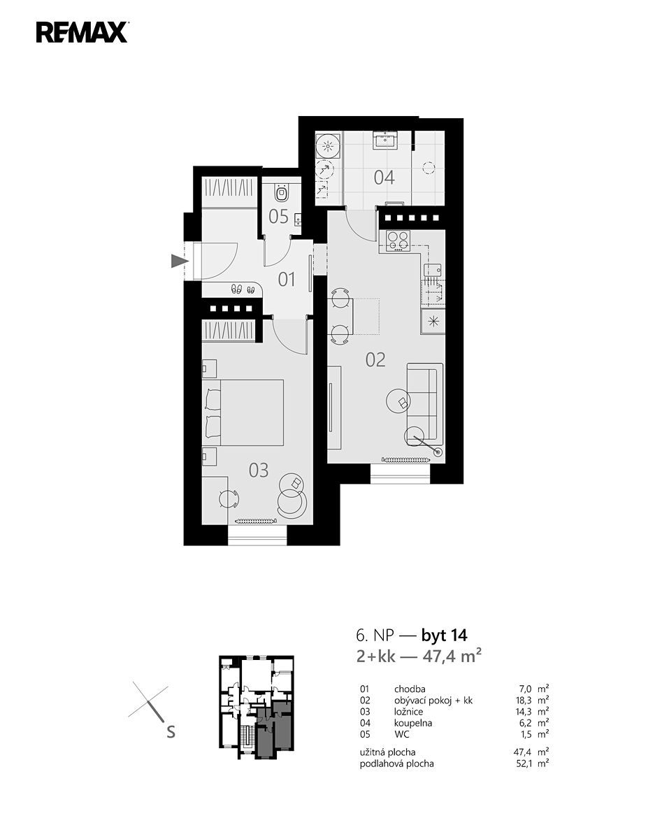 Pronájem bytu 2+kk 47 m² – fotografie 2
