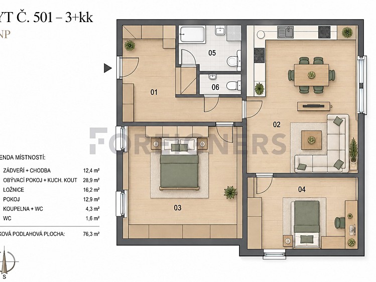 Wohnung 3+kk zur Miete, 76 m² (10 von 11)