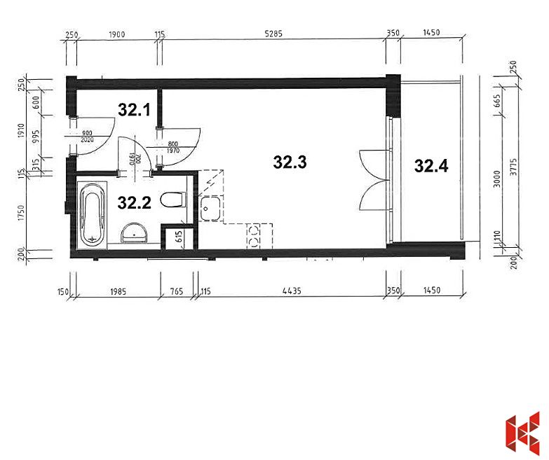 Pronájem bytu 1+kk 27 m² – fotografie 4