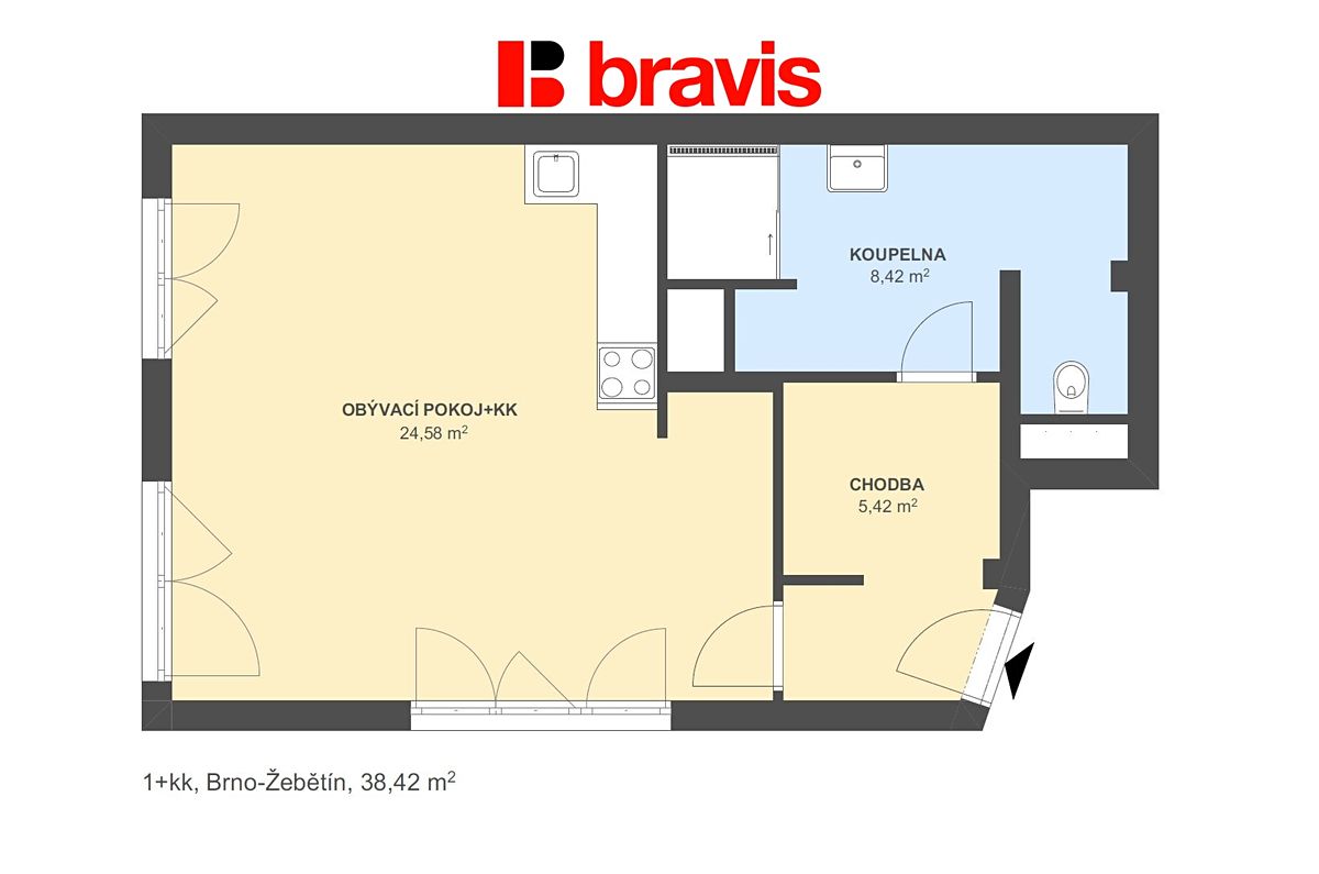Pronájem bytu 1+kk 39 m² – fotografie 5