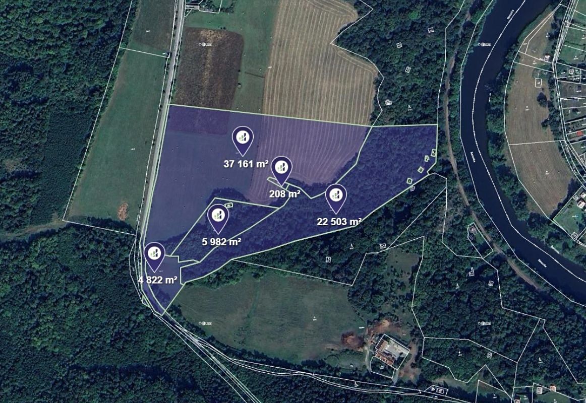 Prodej pole 70676 m², Zbečno – fotka 1 z 3