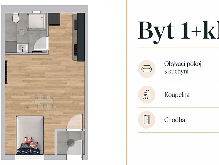 Pronájem bytu 1+kk, 30 m² (5 z 5)