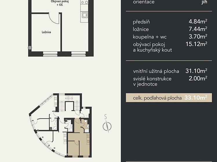 Pronájem bytu 2+kk, 33 m² (6 z 6)