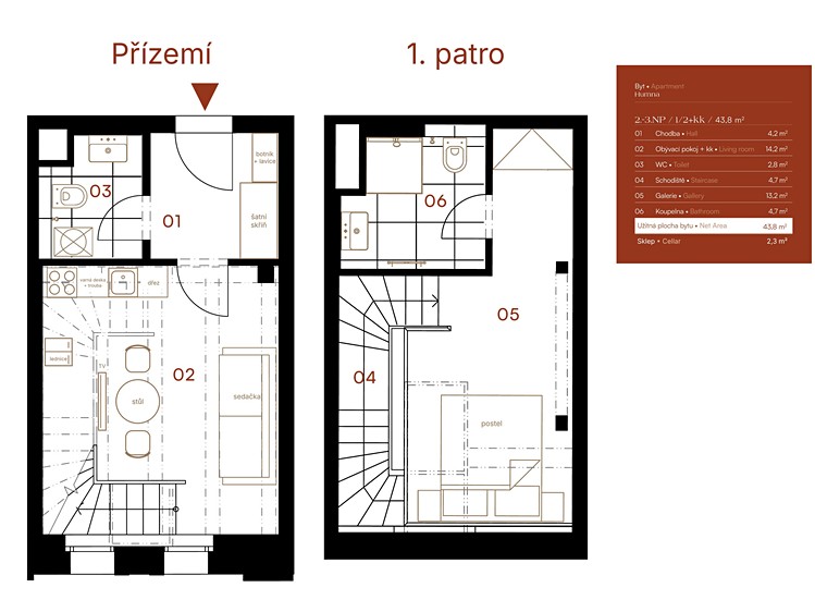 Квартира 2+kk в оренду, 43 м² (14 з 39)