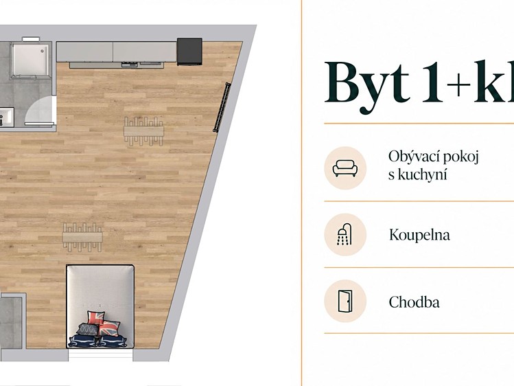 Pronájem bytu 1+kk, 40 m² (4 z 4)
