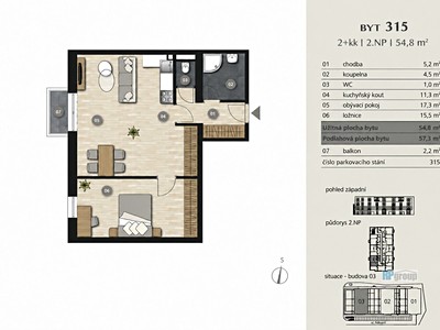 Prodej bytu 2+kk, 57 m² (3 z 24)