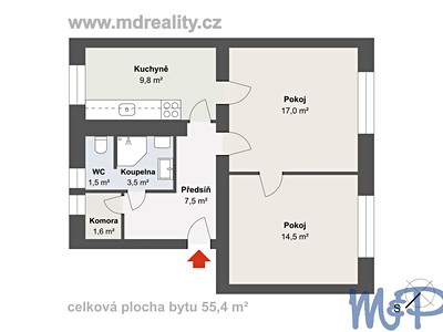 Квартира 2+1 на продаж, 55 м² (2 з 18)