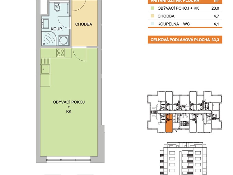 Квартира 1+kk в оренду, 33 м² (2 з 13)