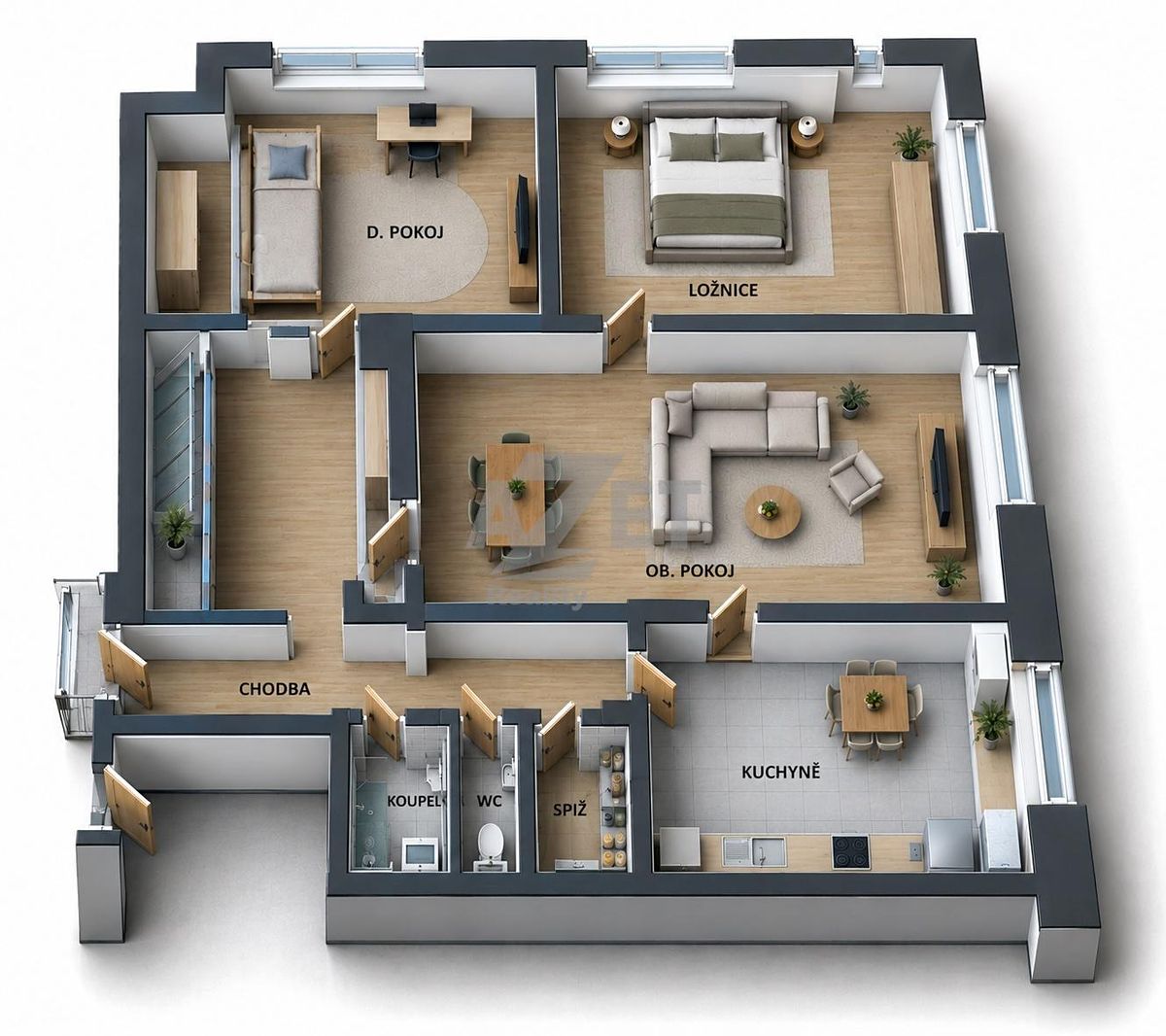Prodej bytu 3+1 75 m²
