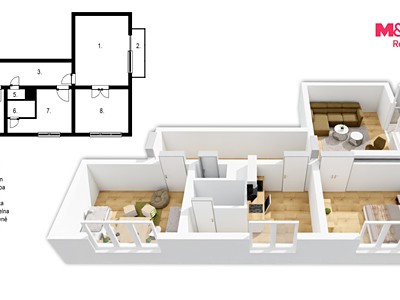 Wohnung 3+1 zum Kauf, 62 m² (2 von 14)
