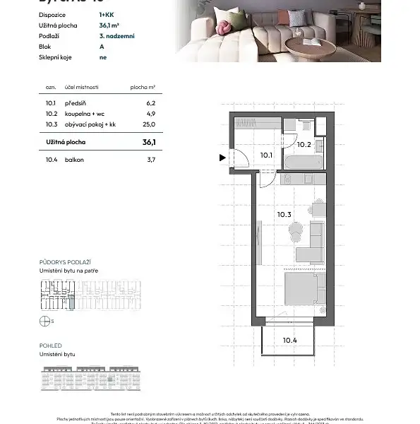 Prodej bytu 1+kk 35 m², Blansko – náhled fotky 3
